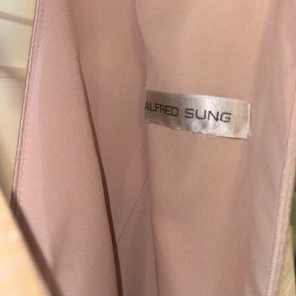 Alfred Sung Dupioni V-neck Evening Gown Blush/Pastel Pink Size 12. EUC. Pockets - Picture 7 of 12